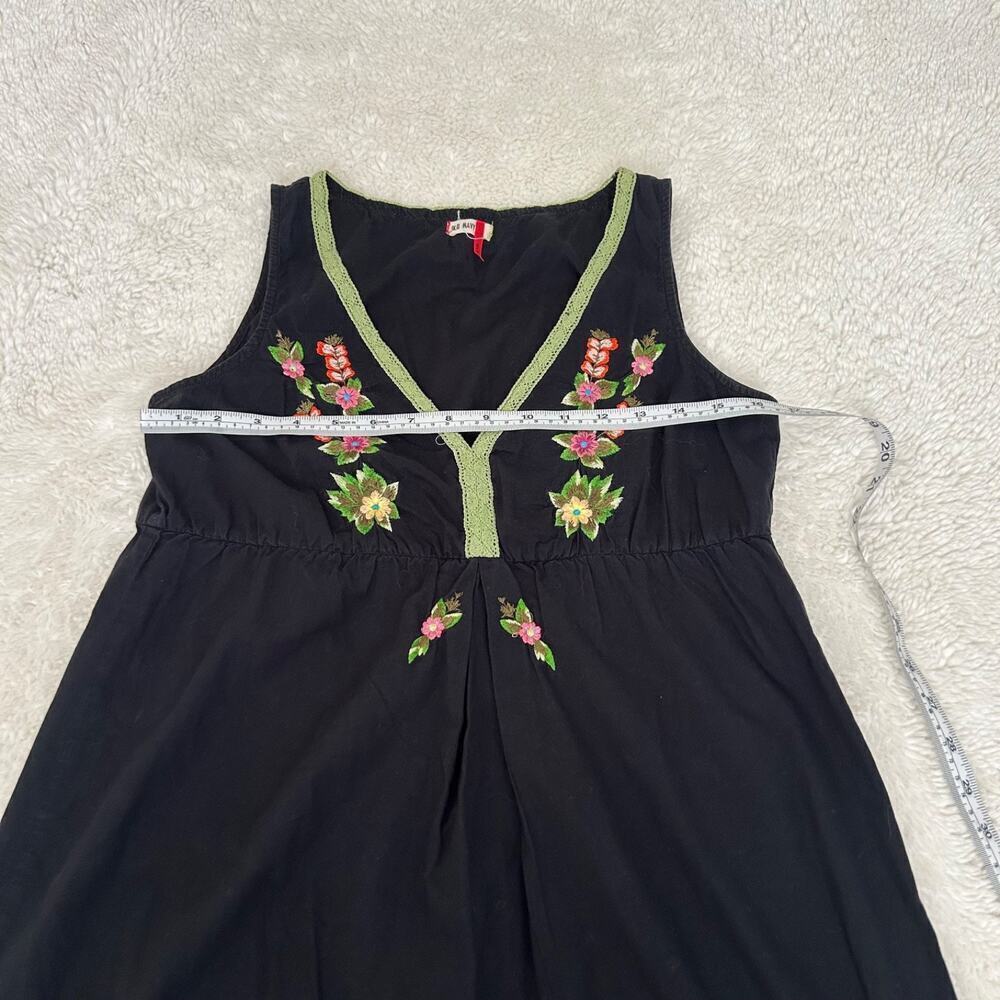 Old Navy VTG 100% Cotton Womens Black Embroidered Floral Tunic Top Sz S - Picture 6 of 7